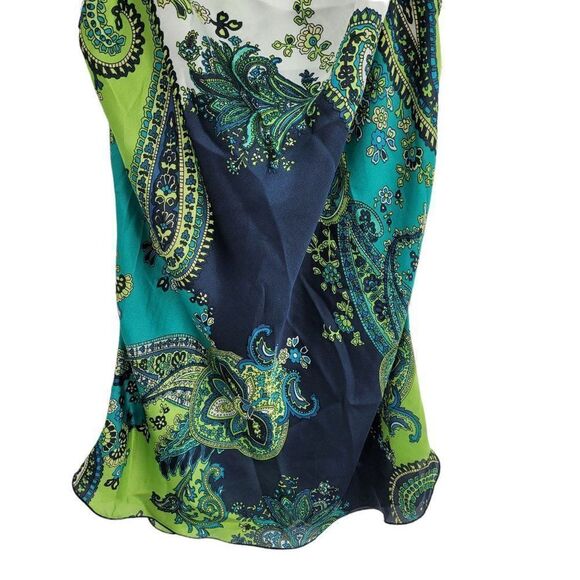 New Directions Top Artsy Boho Sleeveless Paisley Rolled Bandana Scoop Green S - Picture 10 of 11
